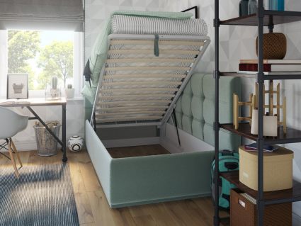 Кровать Nuvola Sabina угловая Velutto 22 (с подъемным механизмом) 200х200